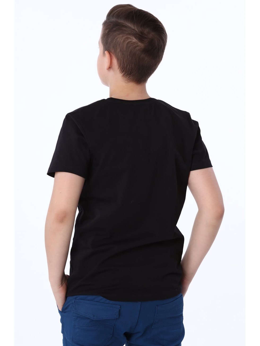 Tricou pentru baieti cu aplicatie cusuta, negru NDZ47001 - Magazin online - Boutique